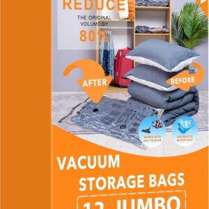 GONGSHI Vacuum Storage Bags for Clothing, 12-Pack, Jumbo