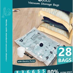 Vacuum Storage Bags for Travel & Home with Electric Pump, 28 Combo
