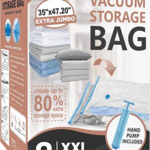 8 XXL Jumbo Vacuum Storage Bags for Bedding, Space Saver with Hand Pump