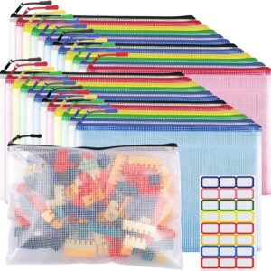 24pcs Mesh Zipper Pouch Bags - A4 Zipper Bags for Classroom Organization, Board Game & Puzzle Storage